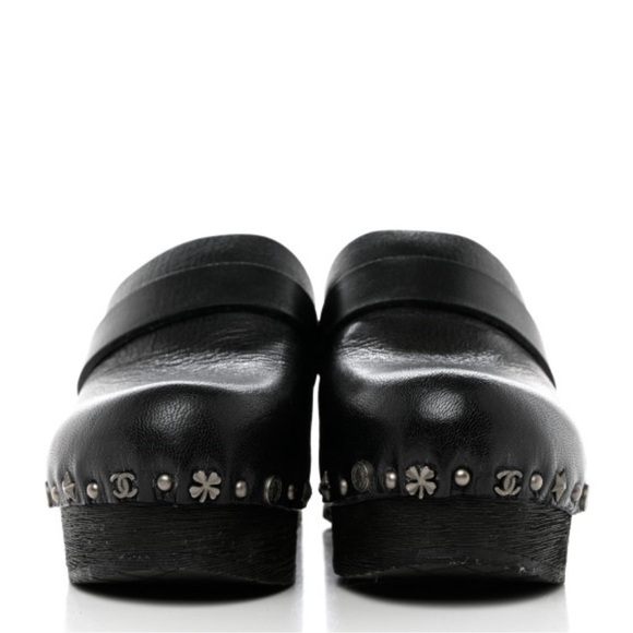 CHANEL Calfskin CC Lucky Charms Studded Clogs Size 41 - Picture 2 of 11